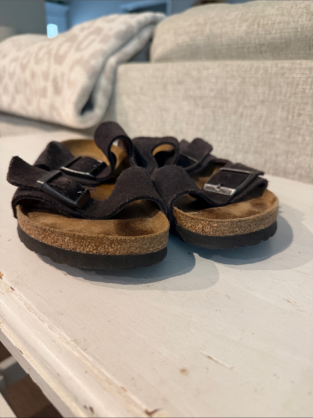 Birkenstock Two-Strap Suede Slides in Dark Brown - Picture 5 of 5